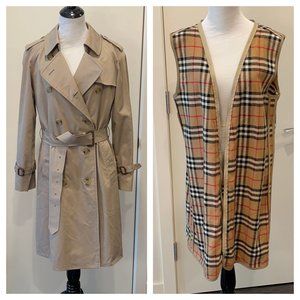 AUTHENTIC BURBERRY TRENCH LONG COAT W/ BELT BELTED